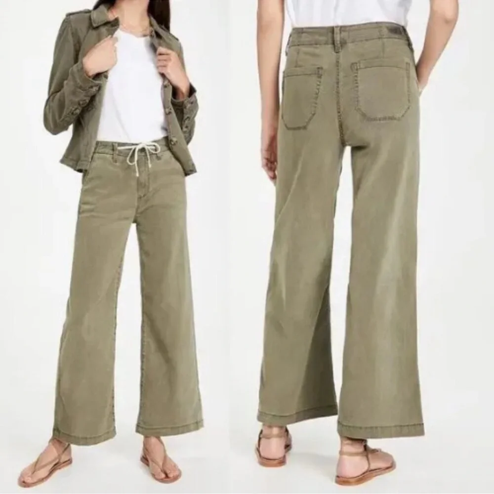 PAIGE The Carly High Rise Wide Leg Pant in Olive Green | 31